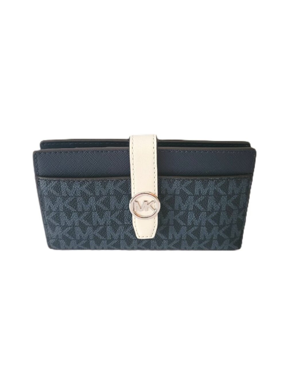 Michael Kors Greenwich Medium Bifold Center Zip Wallet MK Logo Admiral Multi